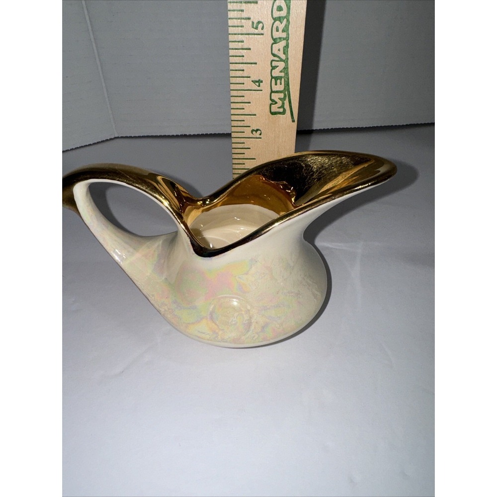 Vtg 22 Karat Gold Leaf Creamer & Open Sugar Pearl China Co 1950's Lusterware - Picture 7 of 11